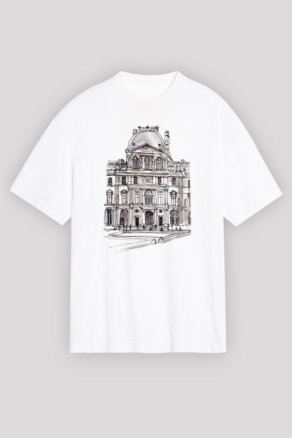Louvre Müzesi Beyaz Unisex Oversize Tişört T-Shirt