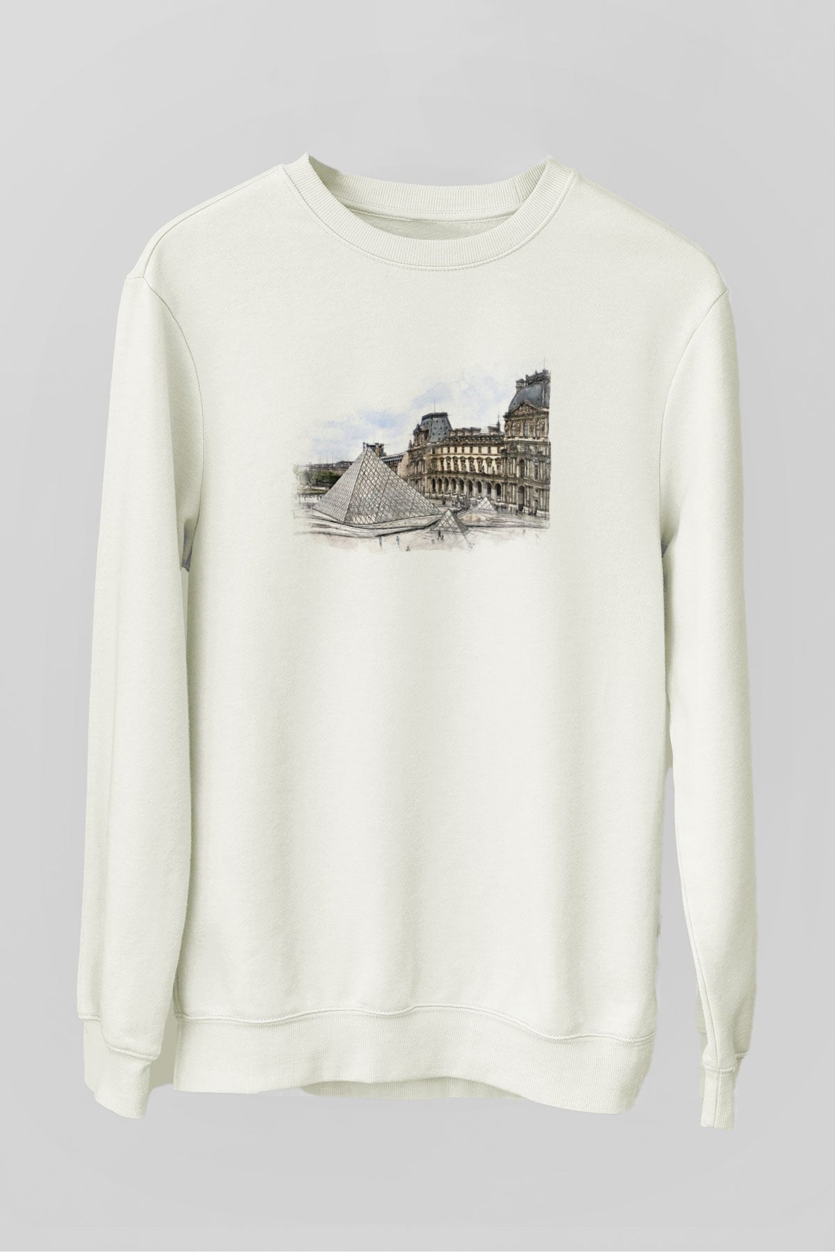 Louvre Müzesi Beyaz Unisex Sweatshirt