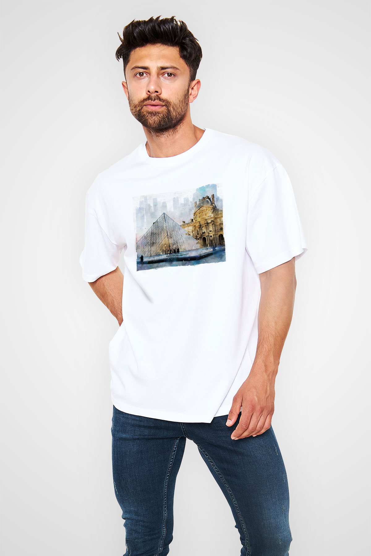 Louvre Müzesi Beyaz Unisex Tişört T-Shirt - TişörtFabrikası