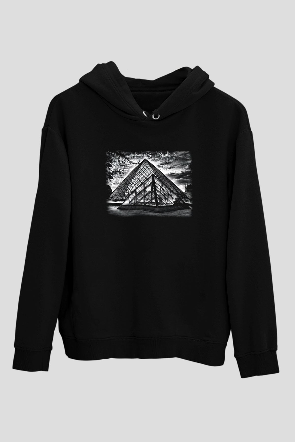 Louvre Müzesi Siyah Unisex Hoodie