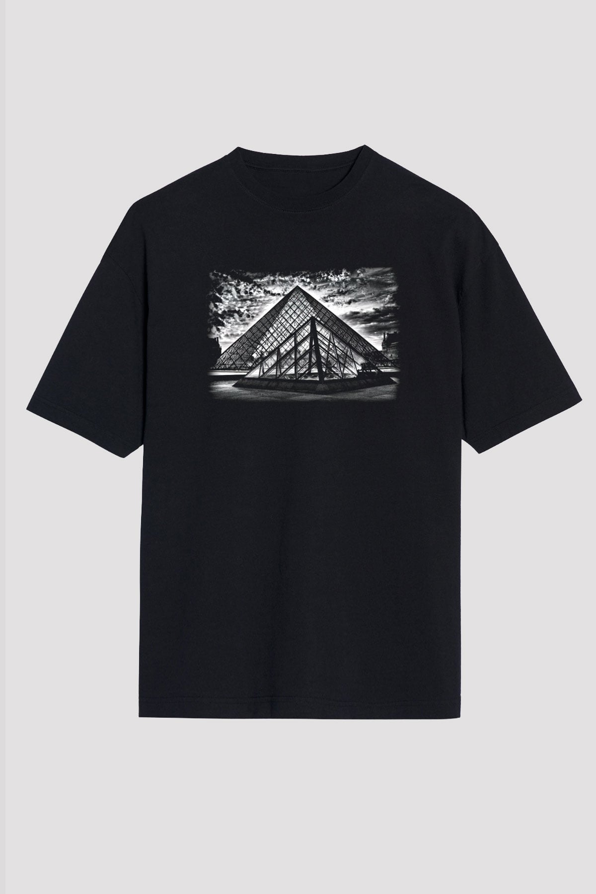 Louvre Müzesi Siyah Unisex Oversize Tişört T-Shirt