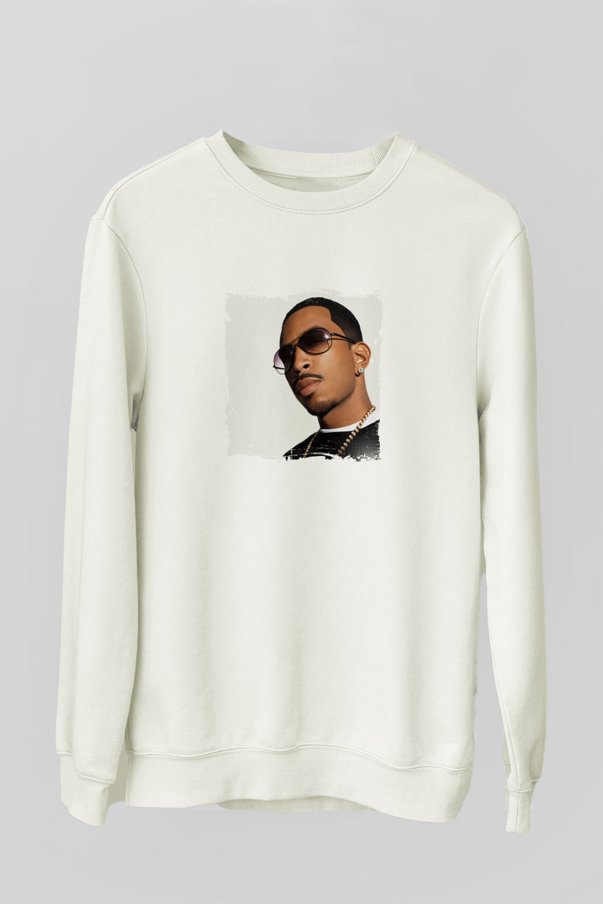 Ludacris Baskılı Unisex Beyaz Sweatshirt