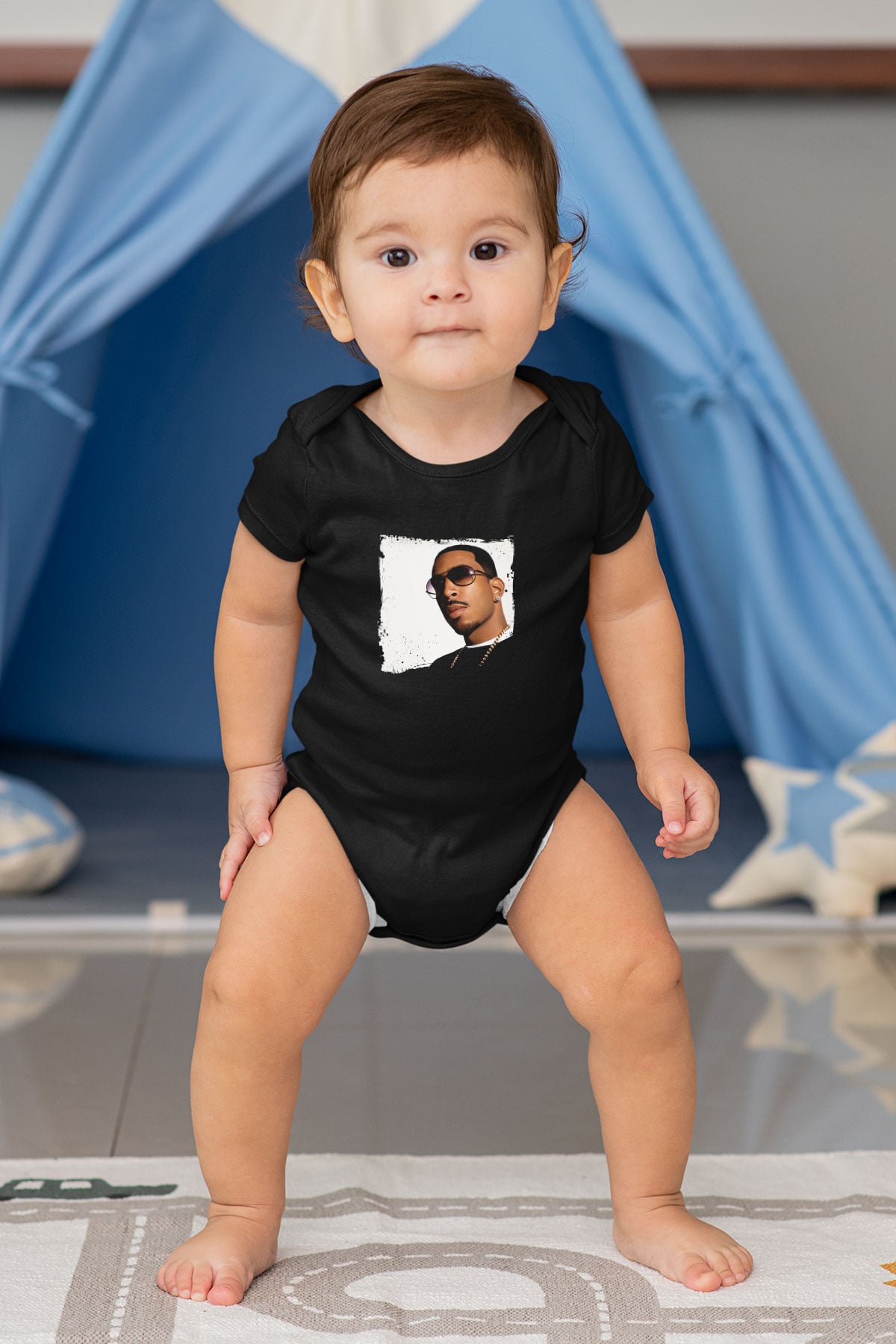 Ludacris Baskılı Unisex Siyah Bebek Body - Zıbın