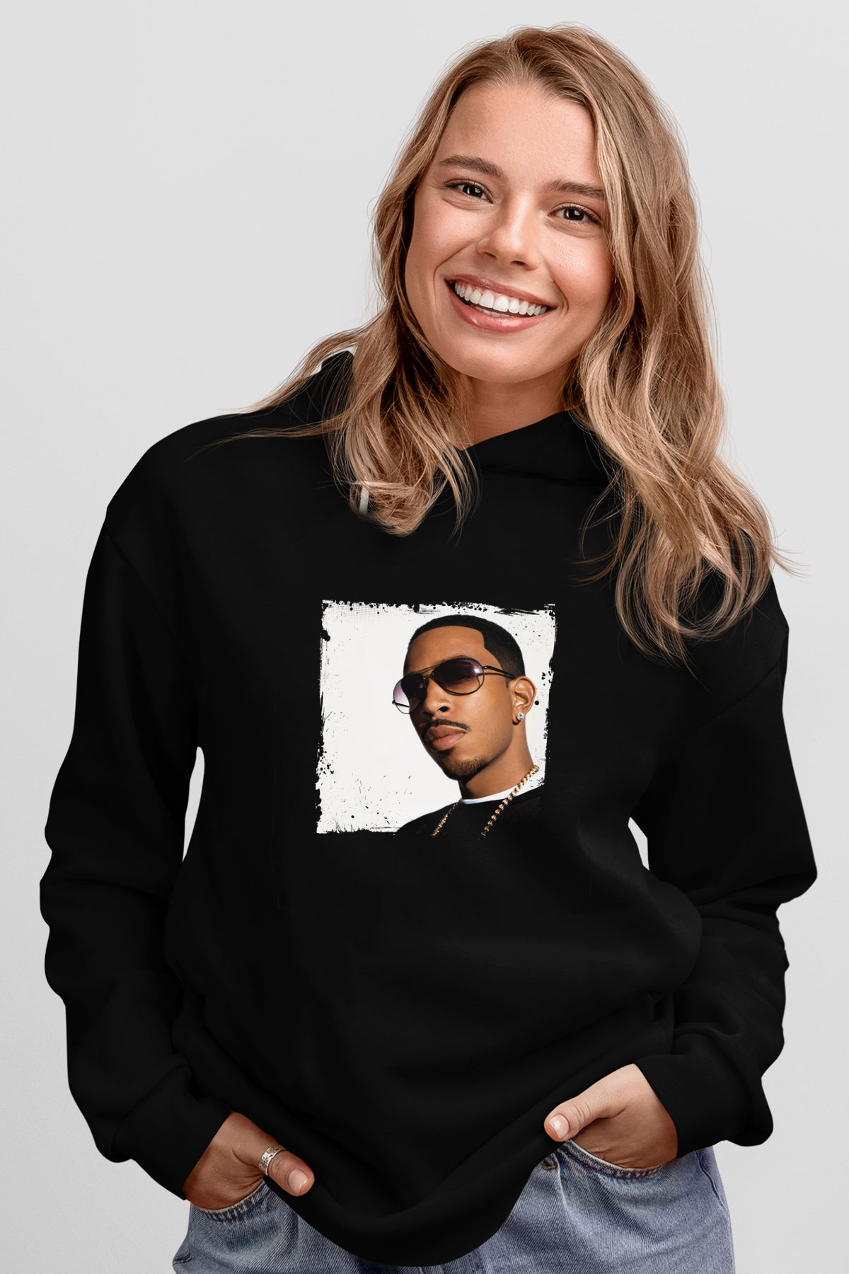 Ludacris Baskılı Unisex Siyah Hoodie