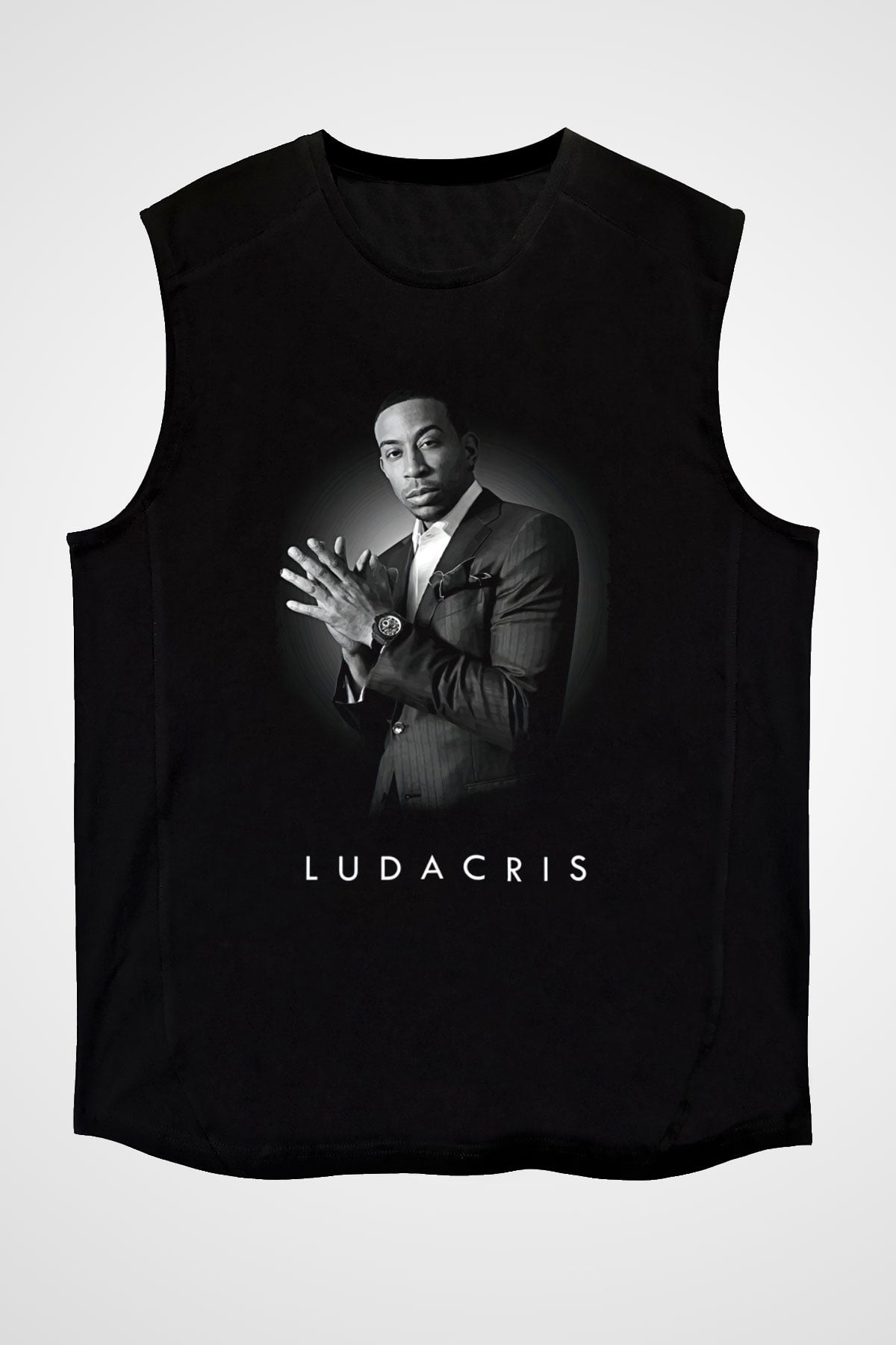 Ludacris Baskılı Unisex Siyah Kolsuz Tişört - Tshirt