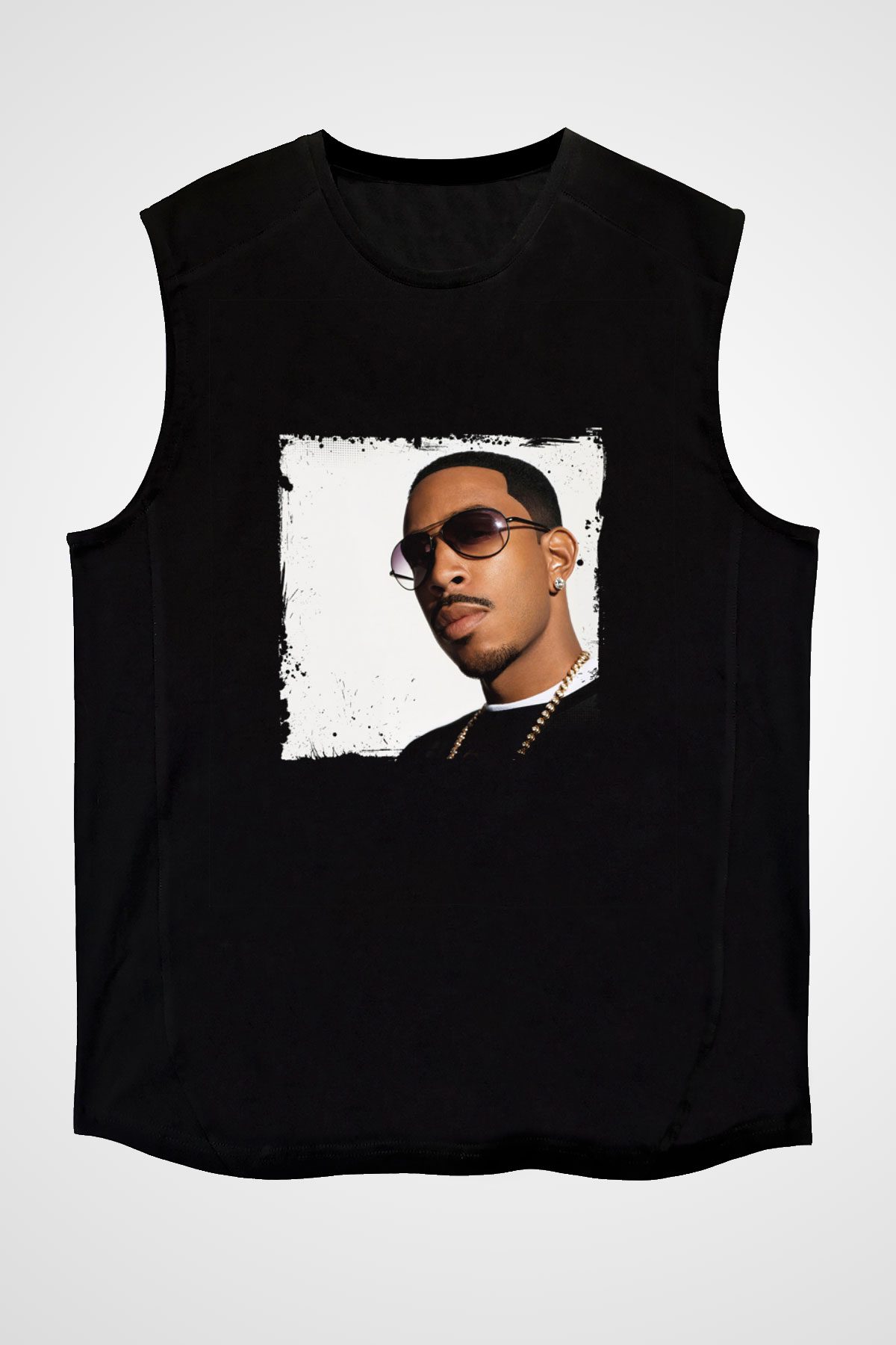 Ludacris Baskılı Unisex Siyah Kolsuz Tişört
