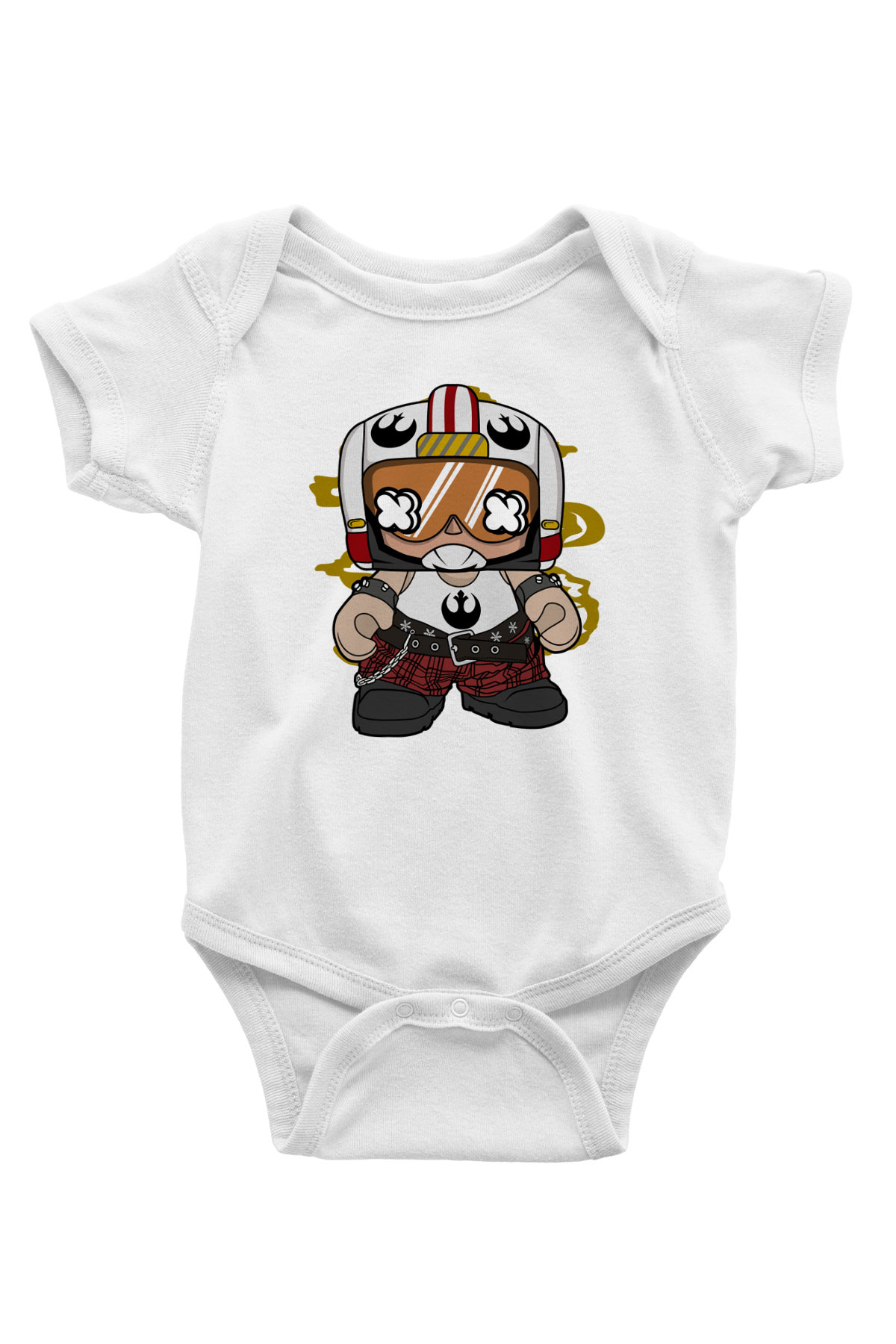 Luke Skypunk Baskılı Beyaz Unisex Bebek Body - Zıbın