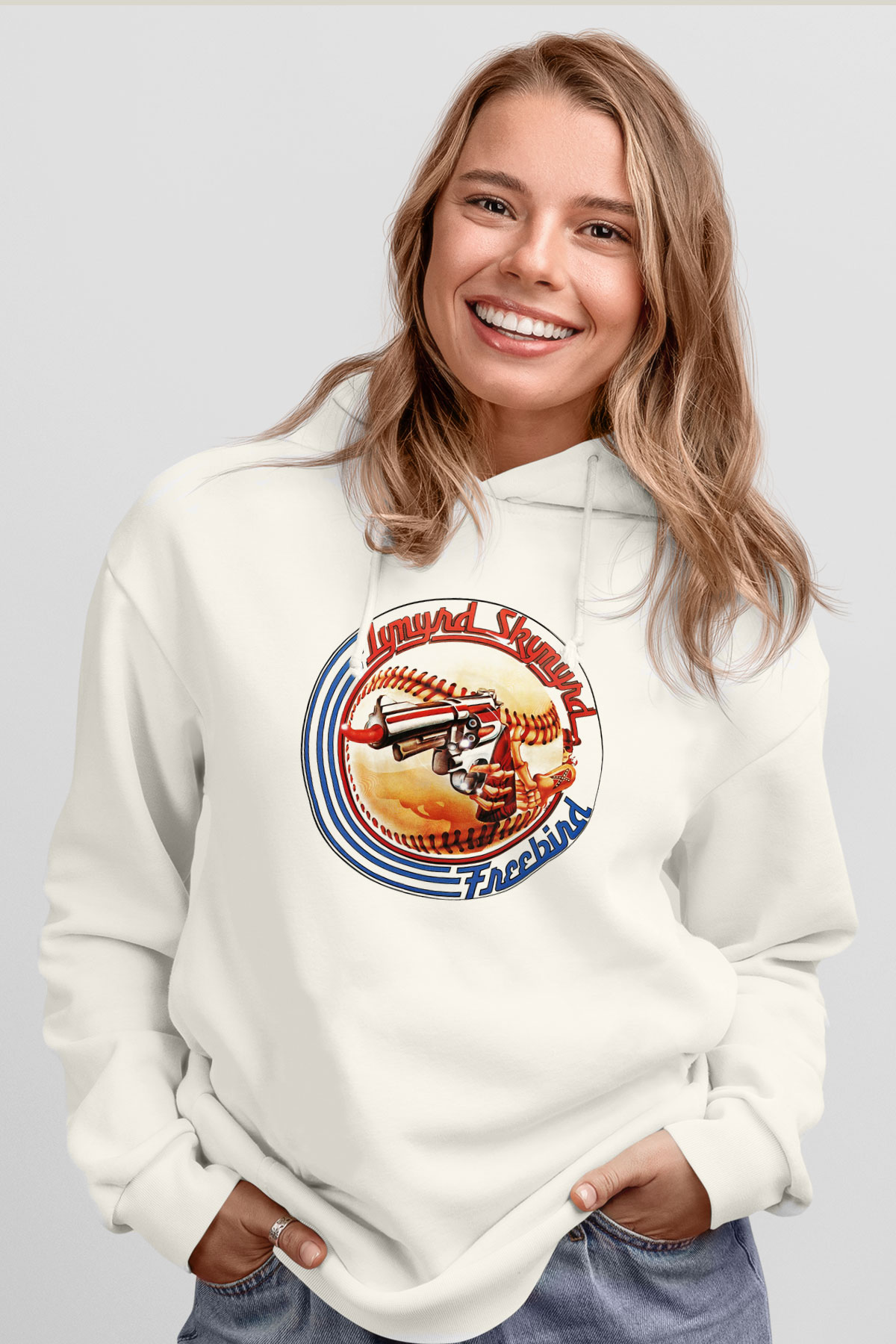 Lynyrd Skynyrd Beyaz Unisex Kapşonlu Sweatshirt