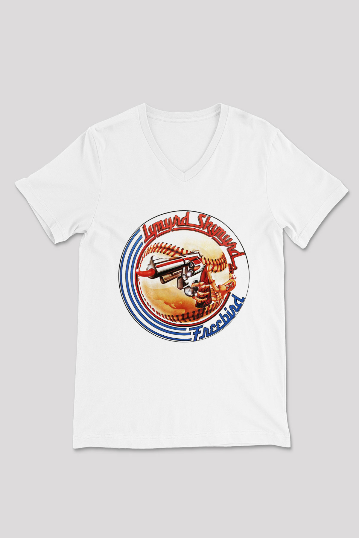 Lynyrd Skynyrd Beyaz Unisex V Yaka Tişört T-Shirt