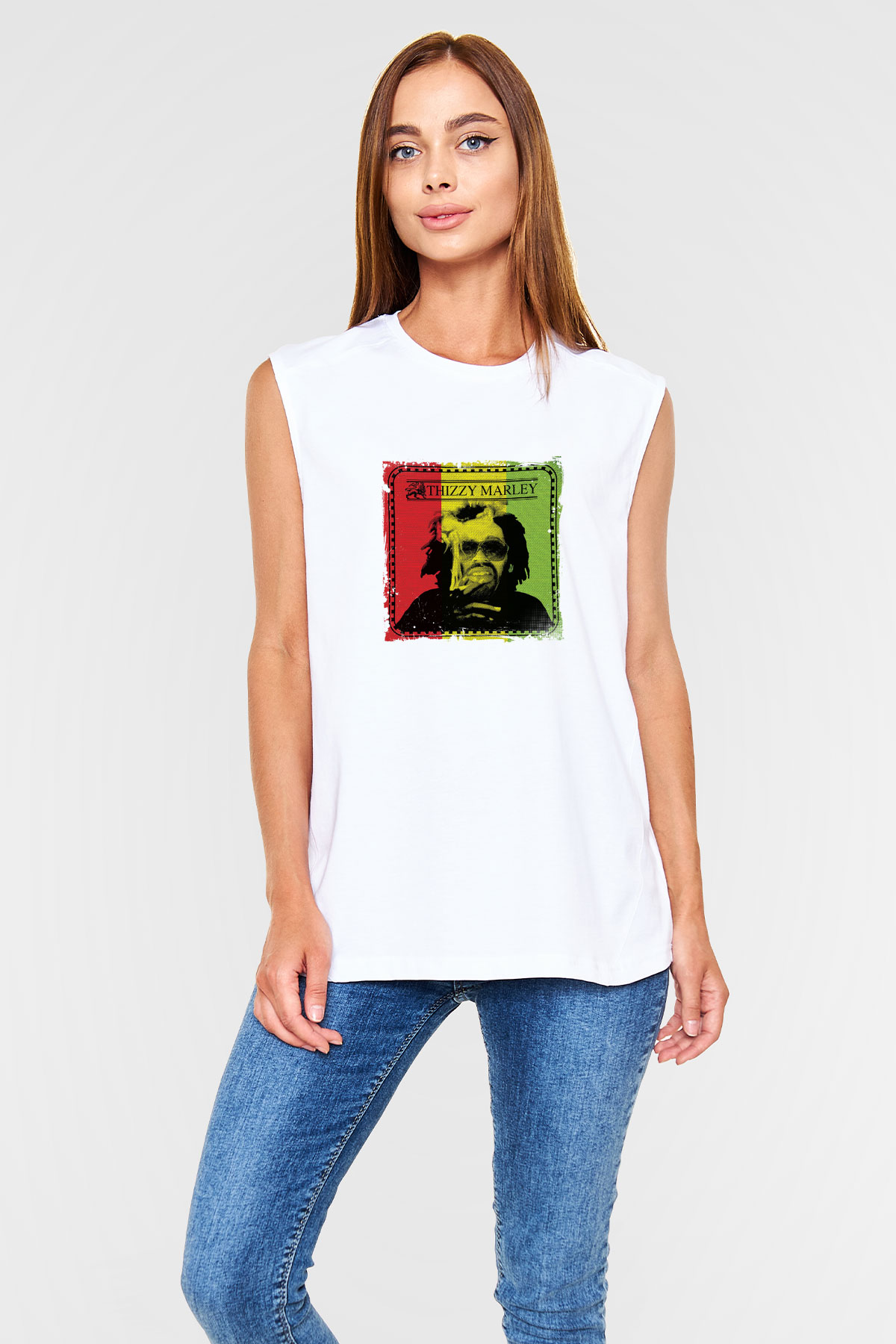 Mac Dre Baskılı Unisex Beyaz Kolsuz Tişört