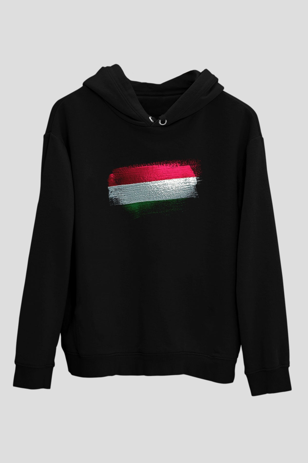 Macaristan - Hungary Bayrağı Baskılı Unisex Siyah Kapüşonlu Sweatshirt
