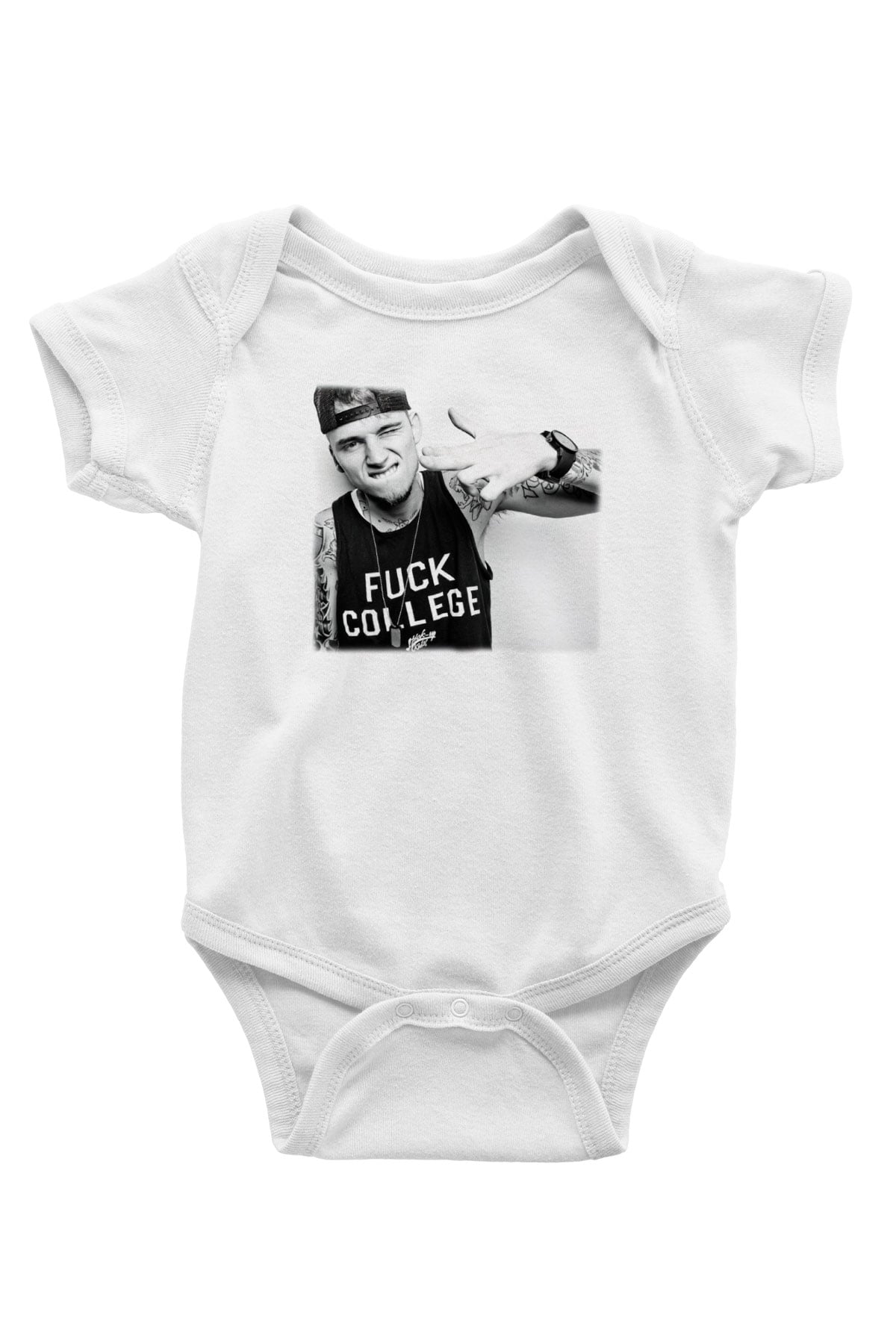 Machine Gun Kelly Baskılı Beyaz Unisex Bebek Body - Zıbın