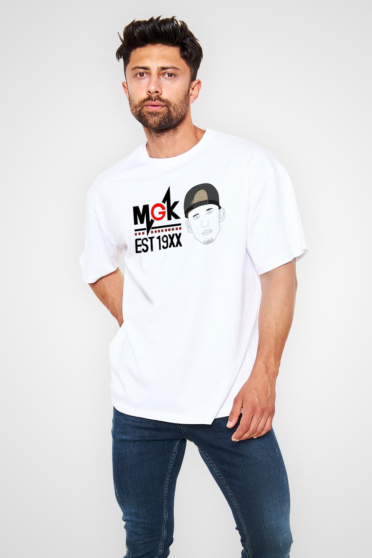Machine Gun Kelly Beyaz Unisex Oversize Tişört T-Shirt