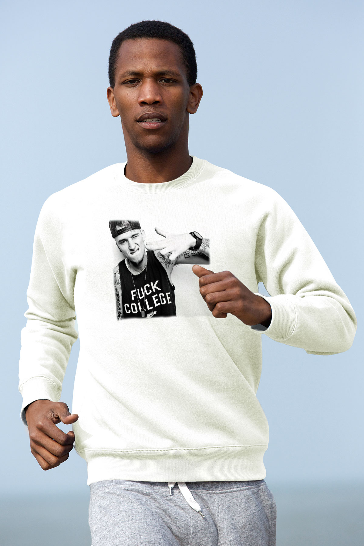Machine Gun Kelly Beyaz Unisex Sweatshirt