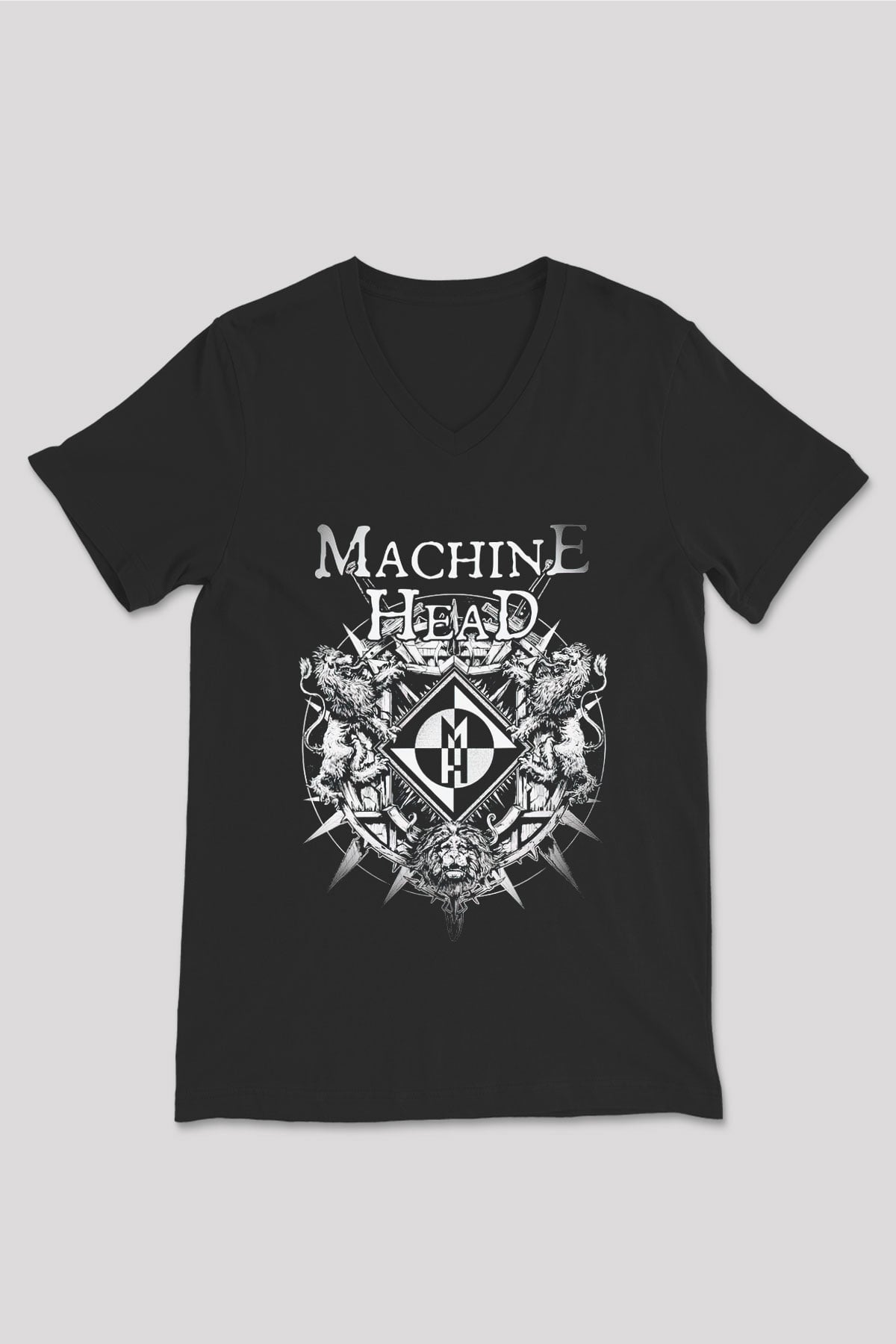 Machine Head Siyah Unisex V Yaka Tişört T-Shirt