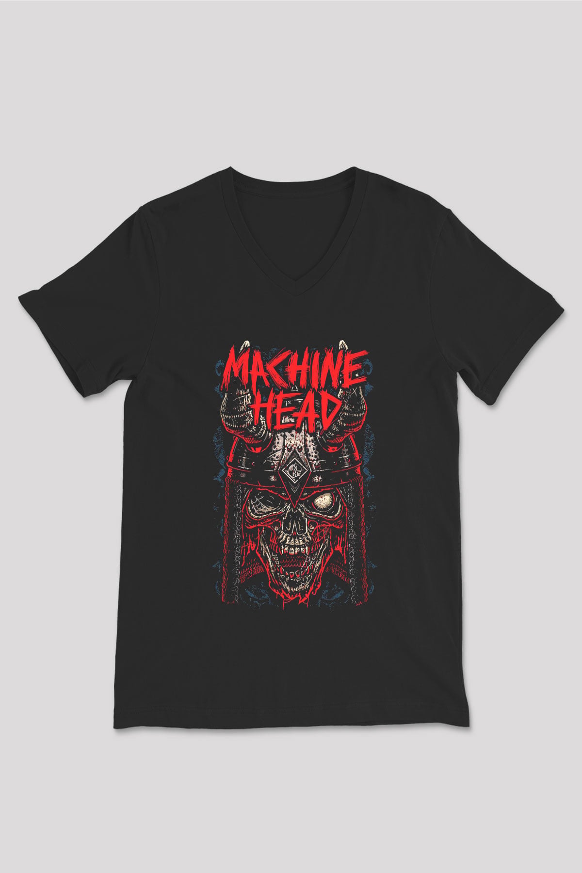 Machine Head Siyah Unisex V Yaka Tişört T-Shirt