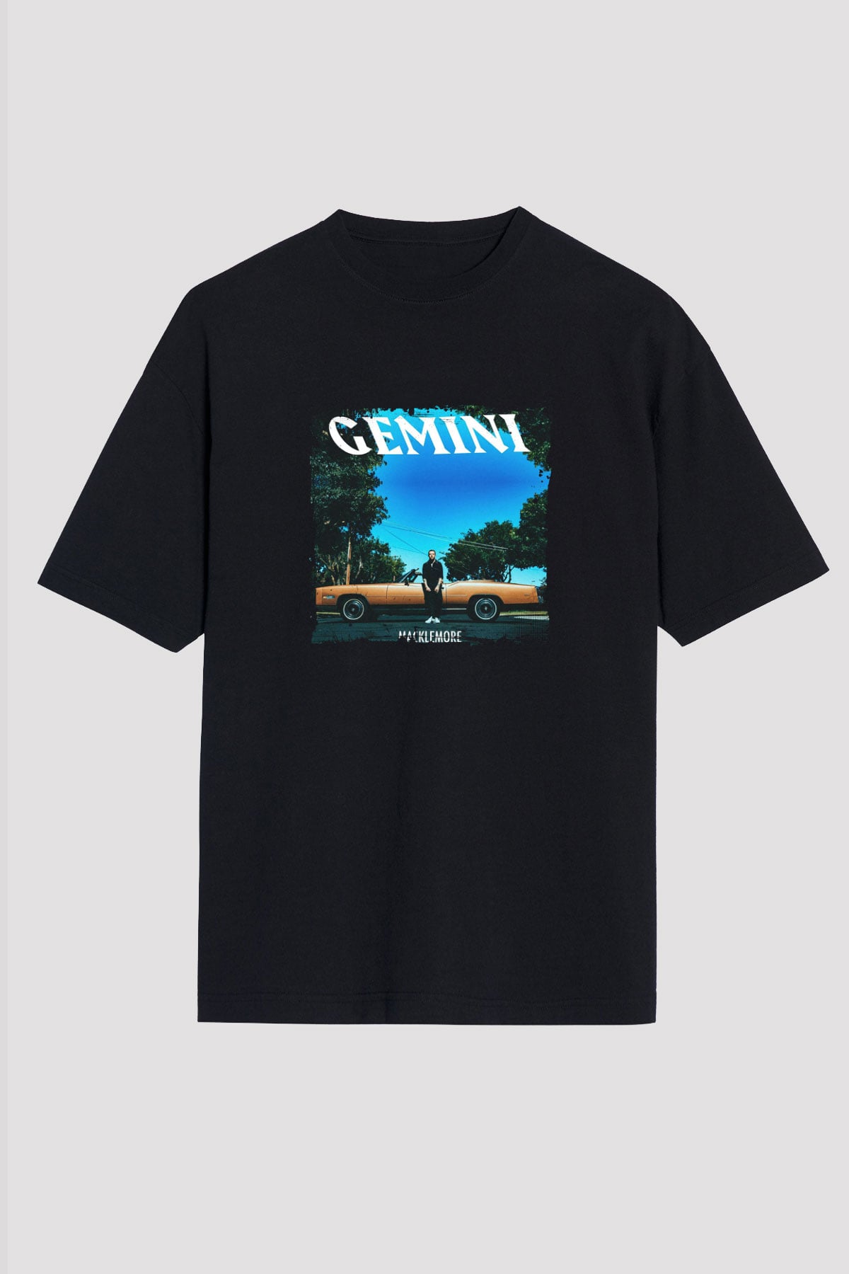 Macklemore Baskılı Unisex Oversize Siyah Tişört