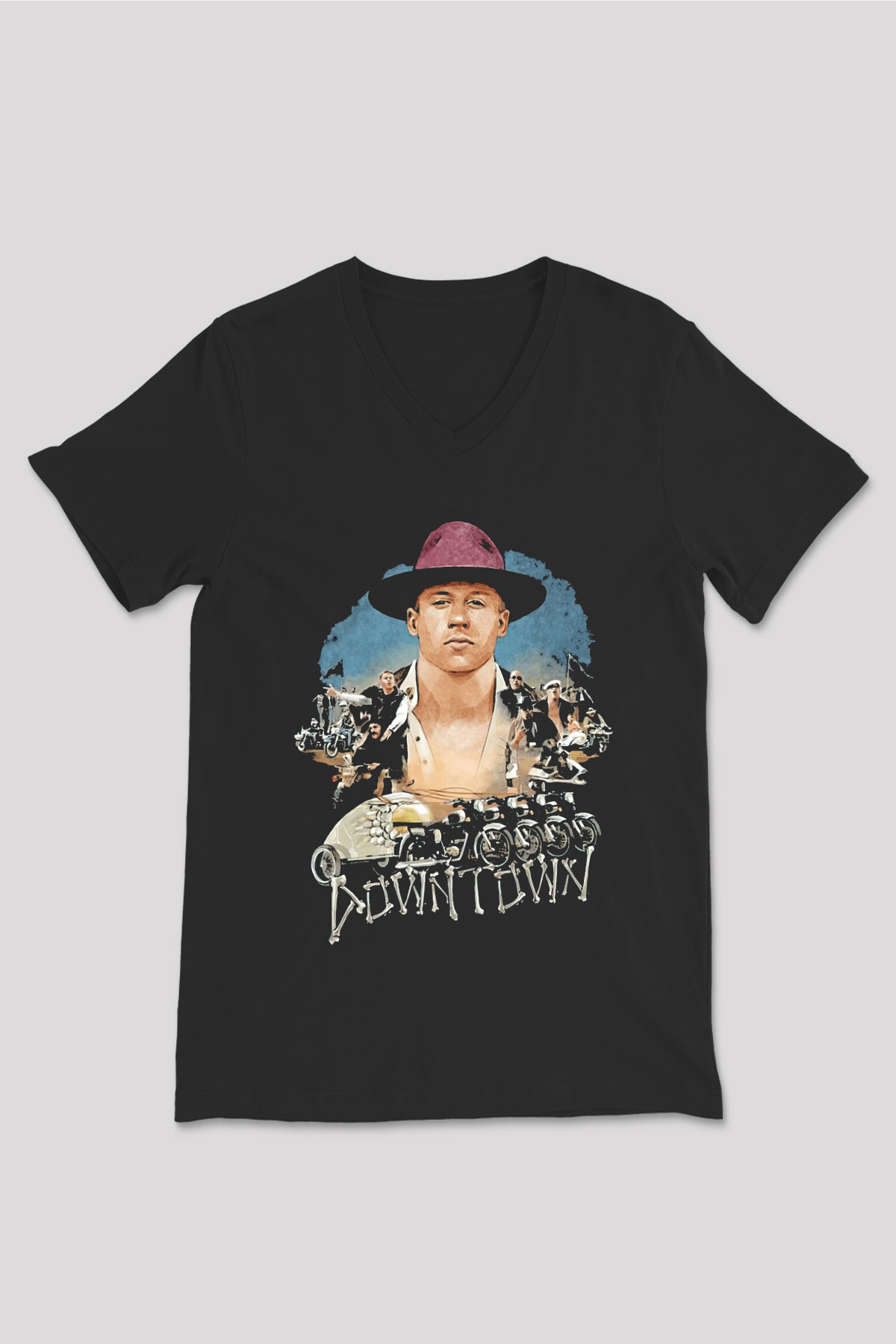 Macklemore Siyah Unisex V Yaka Tişört