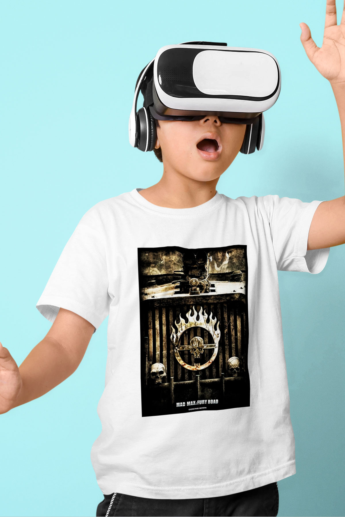 Mad Max Baskılı Beyaz Unisex Çocuk Tişört