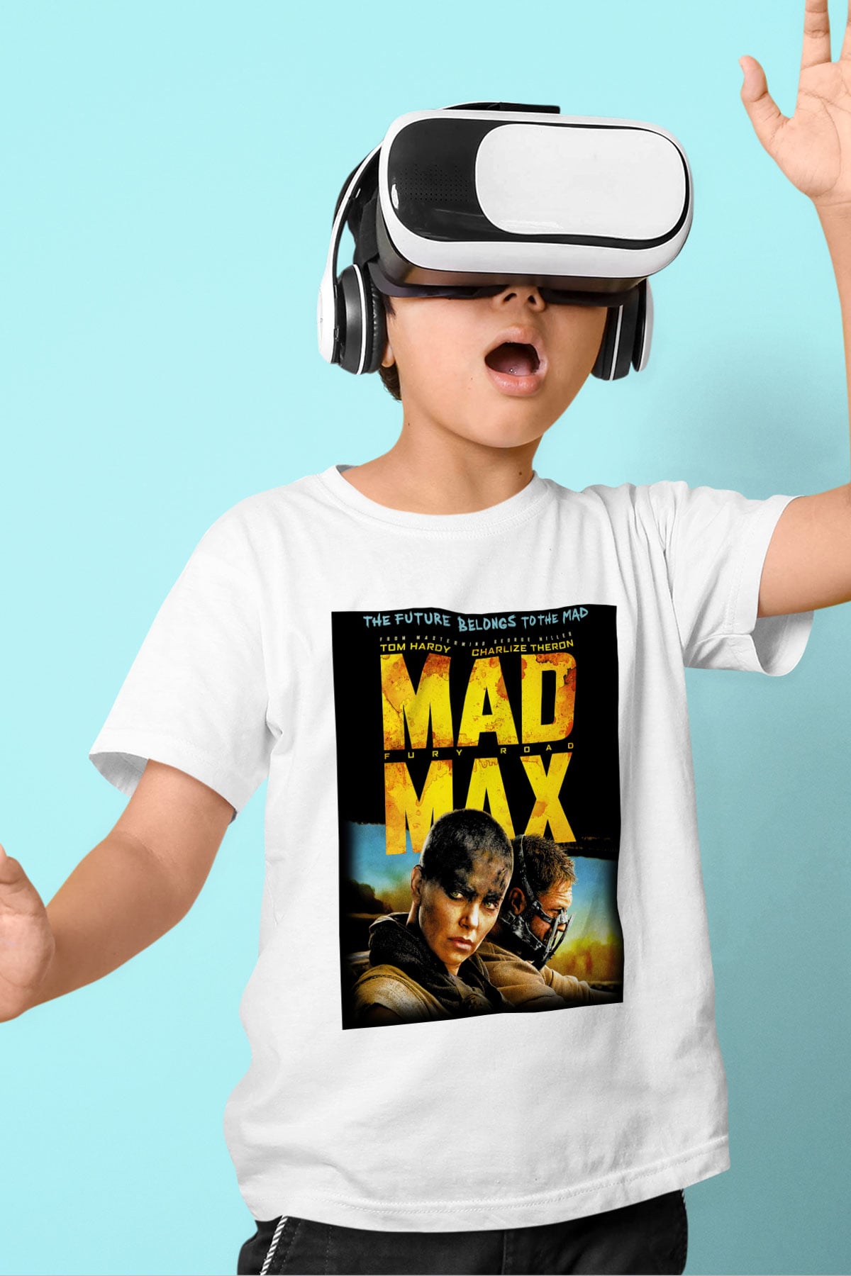 Mad Max Baskılı Beyaz Unisex Çocuk Tişört