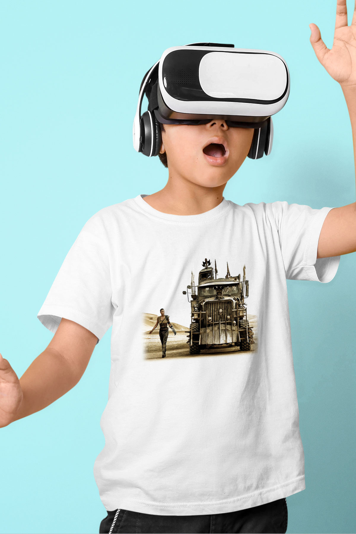 Mad Max Baskılı Beyaz Unisex Çocuk Tişört