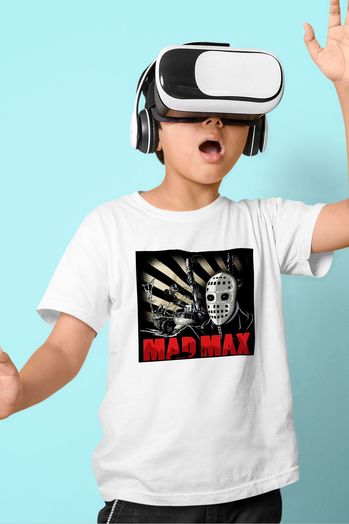 Mad Max Baskılı Beyaz Unisex Çocuk Tişört