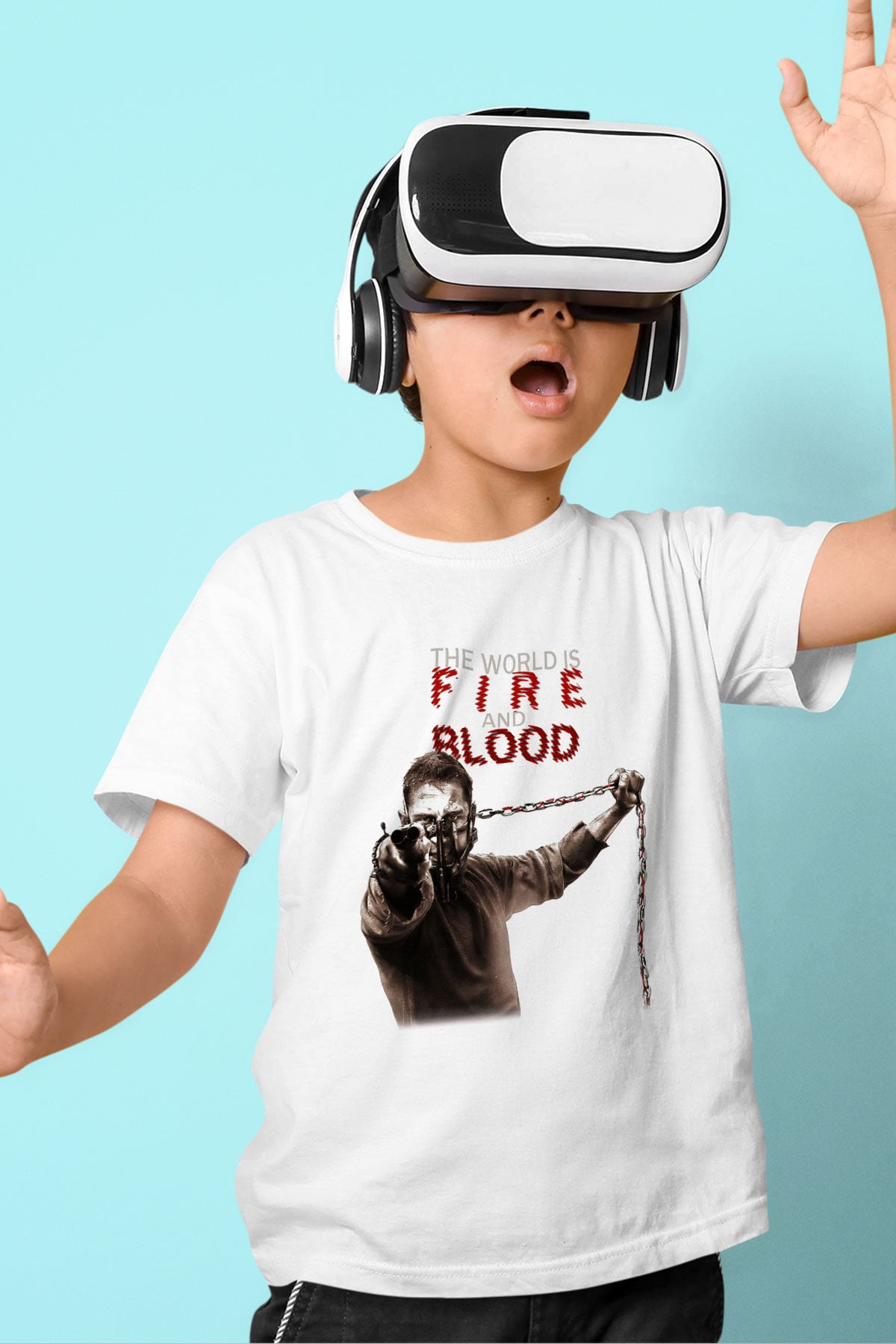 Mad Max Baskılı Beyaz Unisex Çocuk Tişört