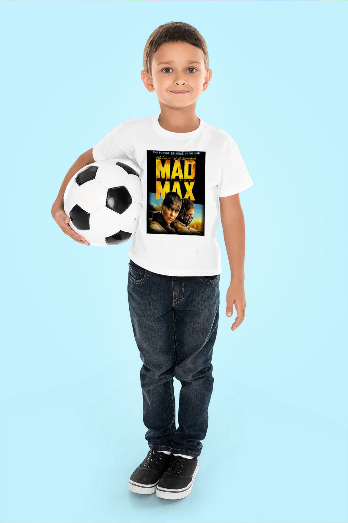 Mad Max Baskılı Beyaz Unisex Çocuk Tişört