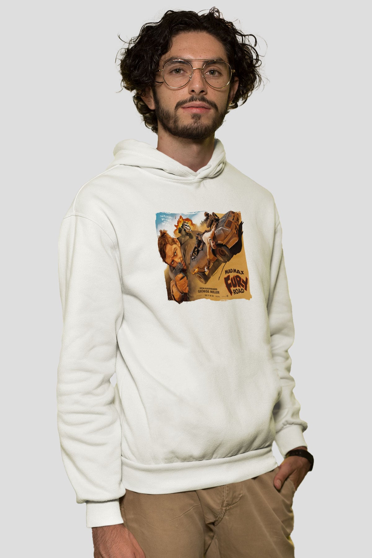 Mad Max Beyaz Unisex Hoodie