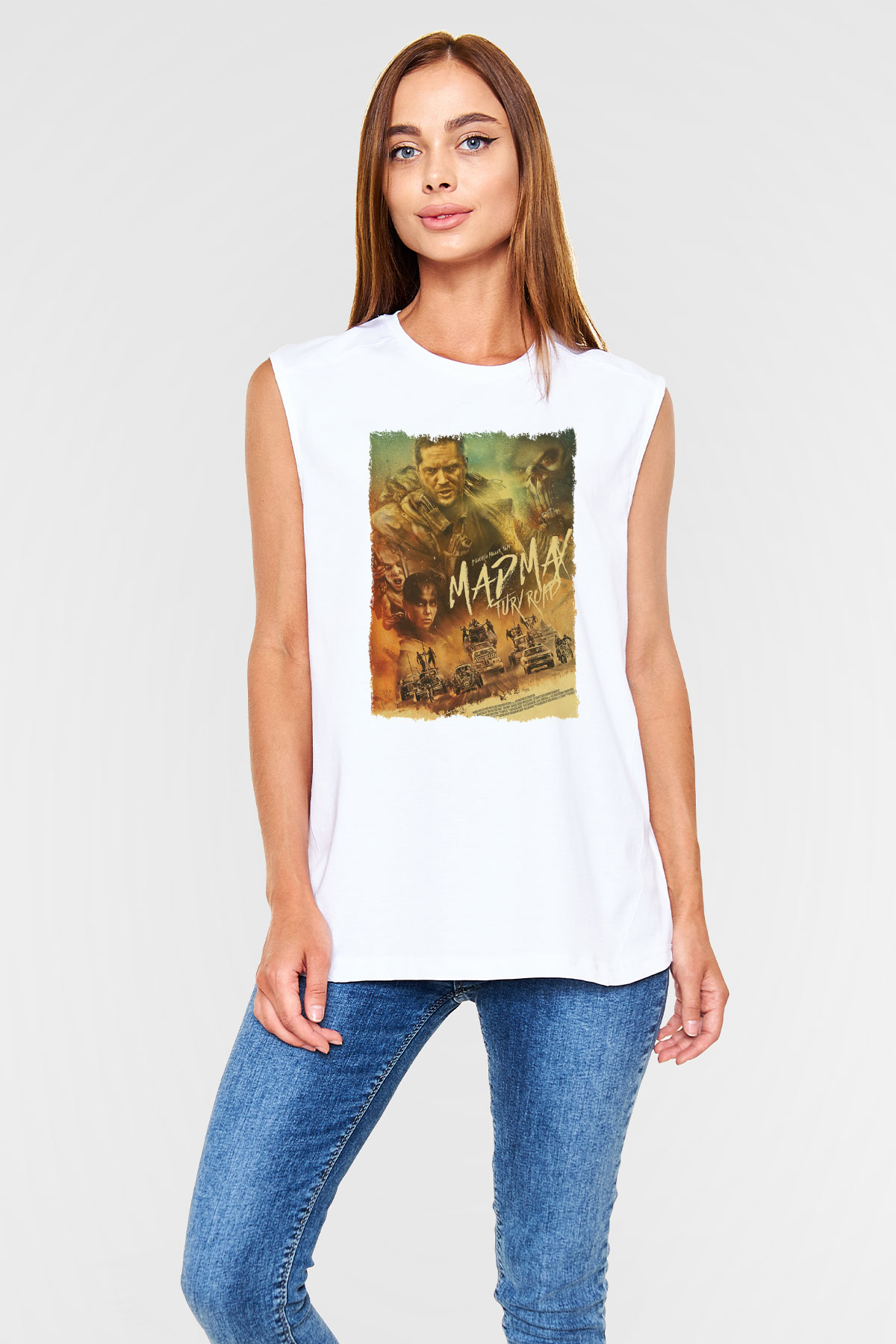 Mad Max Beyaz Unisex Kolsuz Tişört