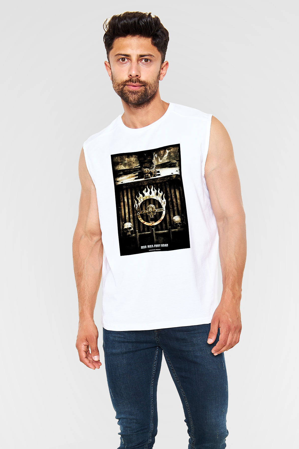 Mad Max Beyaz Unisex Kolsuz Tişört