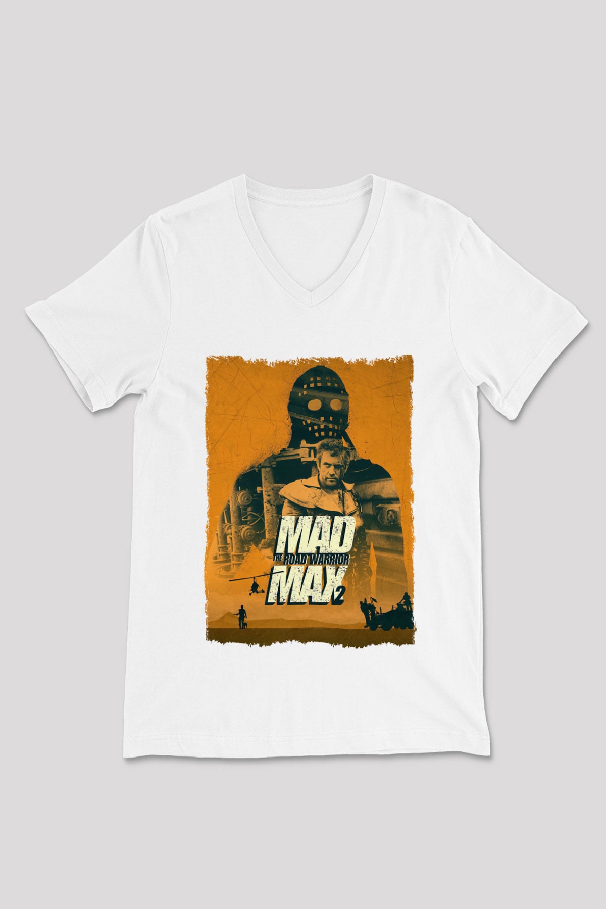 Mad Max Beyaz Unisex V Yaka Tişört