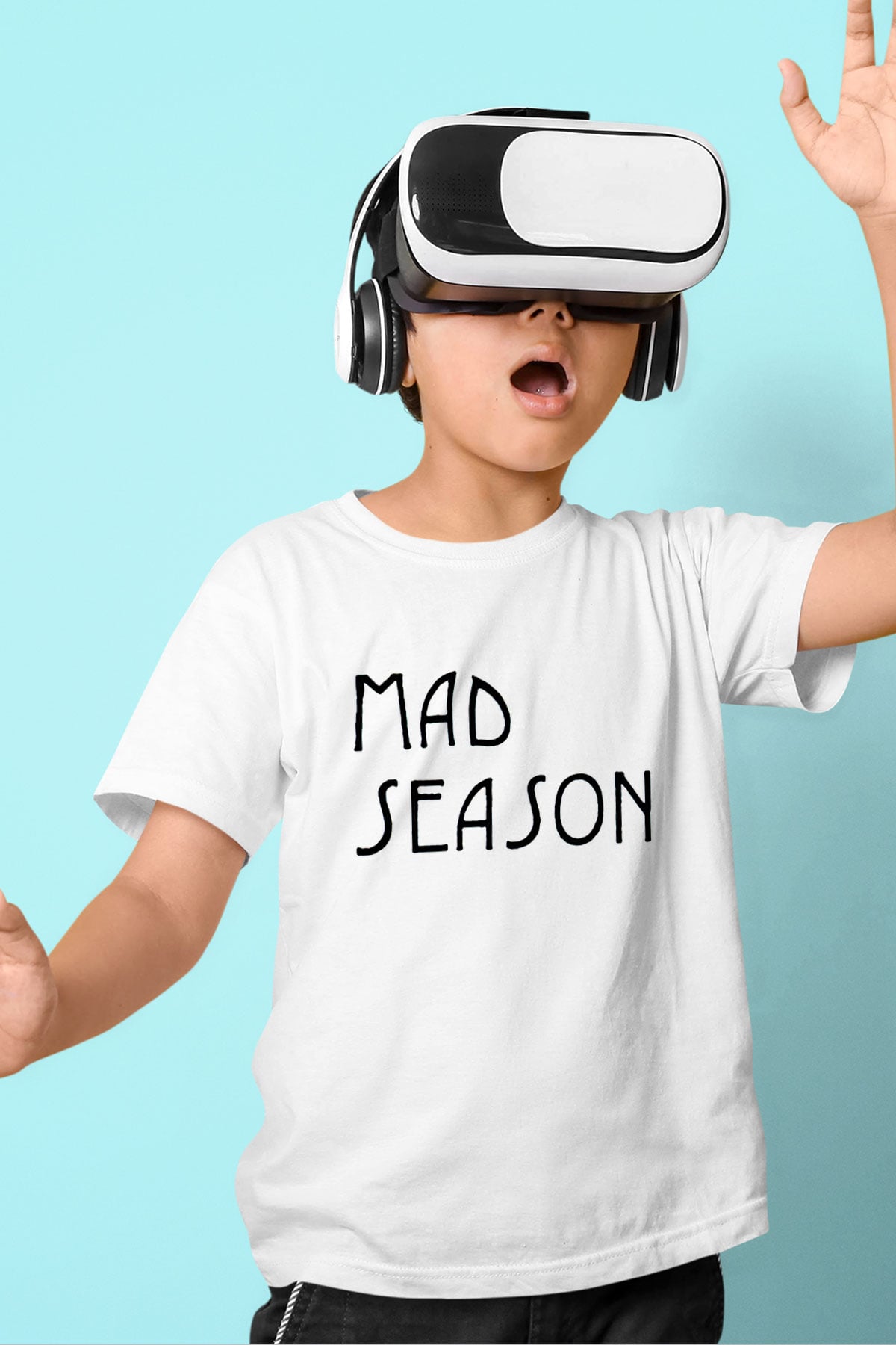 Mad Season Baskılı Beyaz Unisex Beyaz Çocuk Tişört - Tshirt