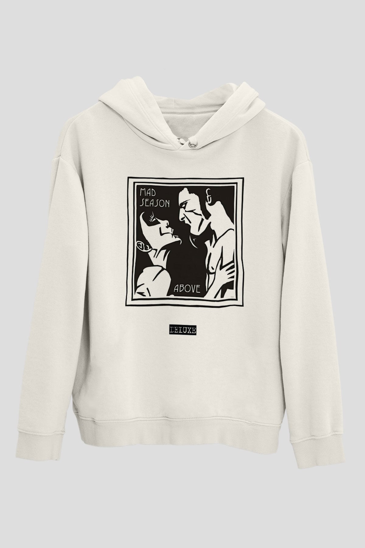 Mad Season Baskılı Beyaz Unisex Kapüşonlu Sweatshirt