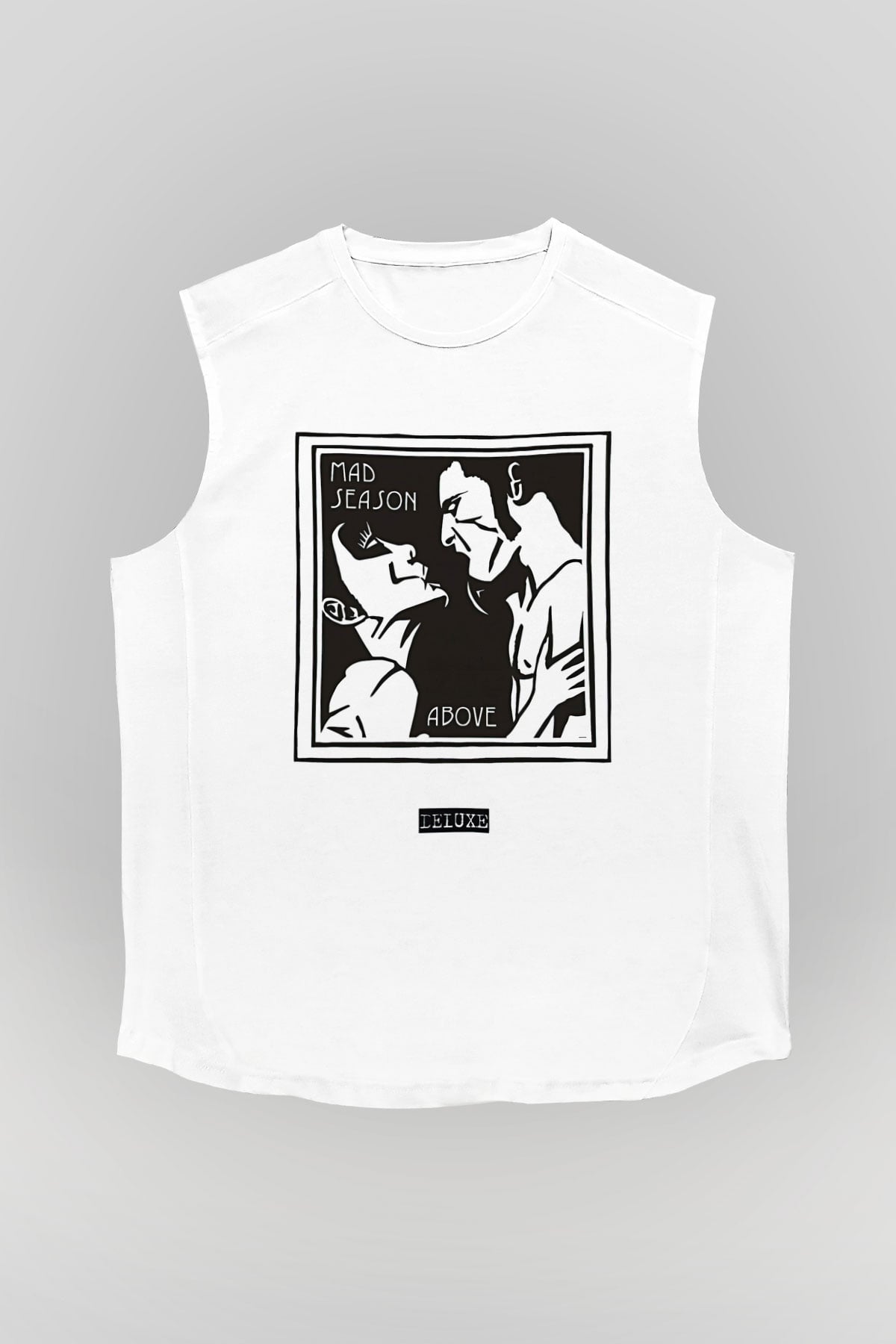 Mad Season Baskılı Beyaz Unisex Kolsuz Tişört - Tshirt