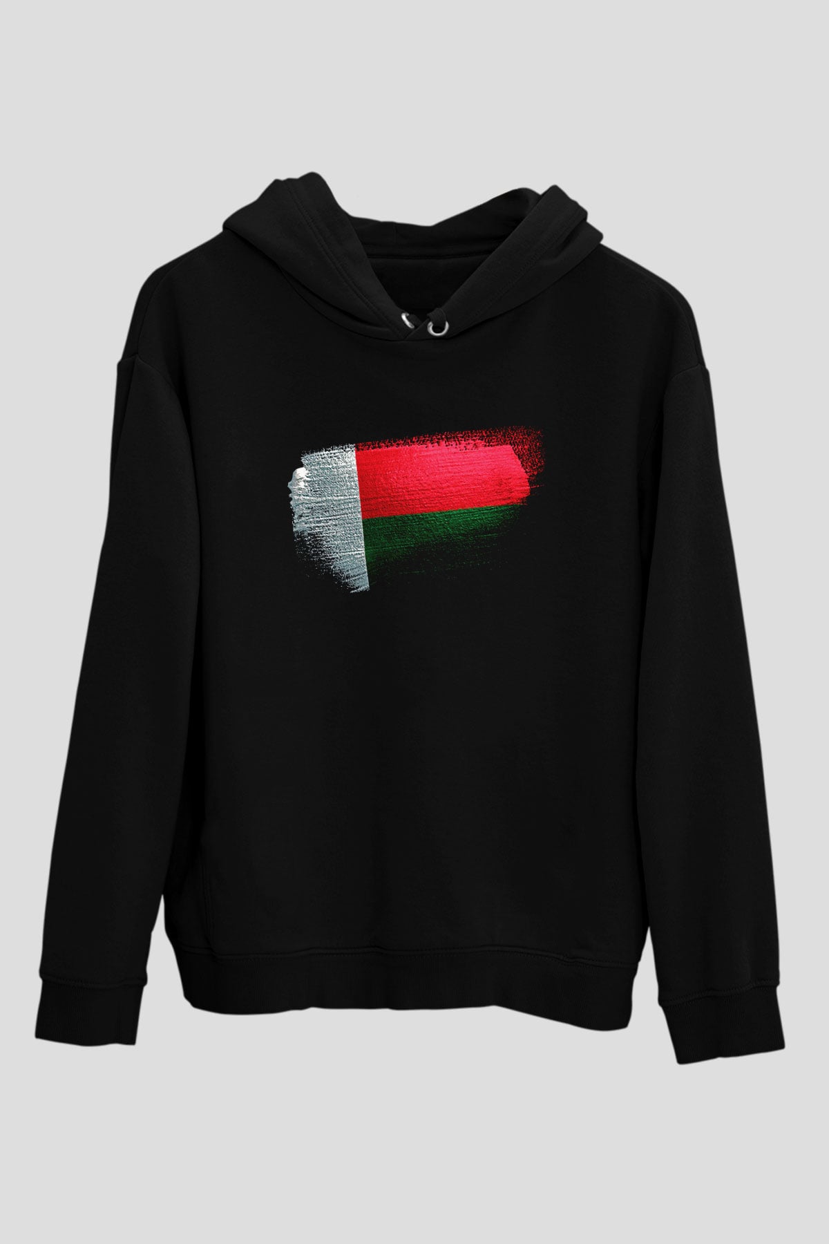 Madagaskar - Madagascar Bayrağı Baskılı Unisex Siyah Kapüşonlu Sweatshirt