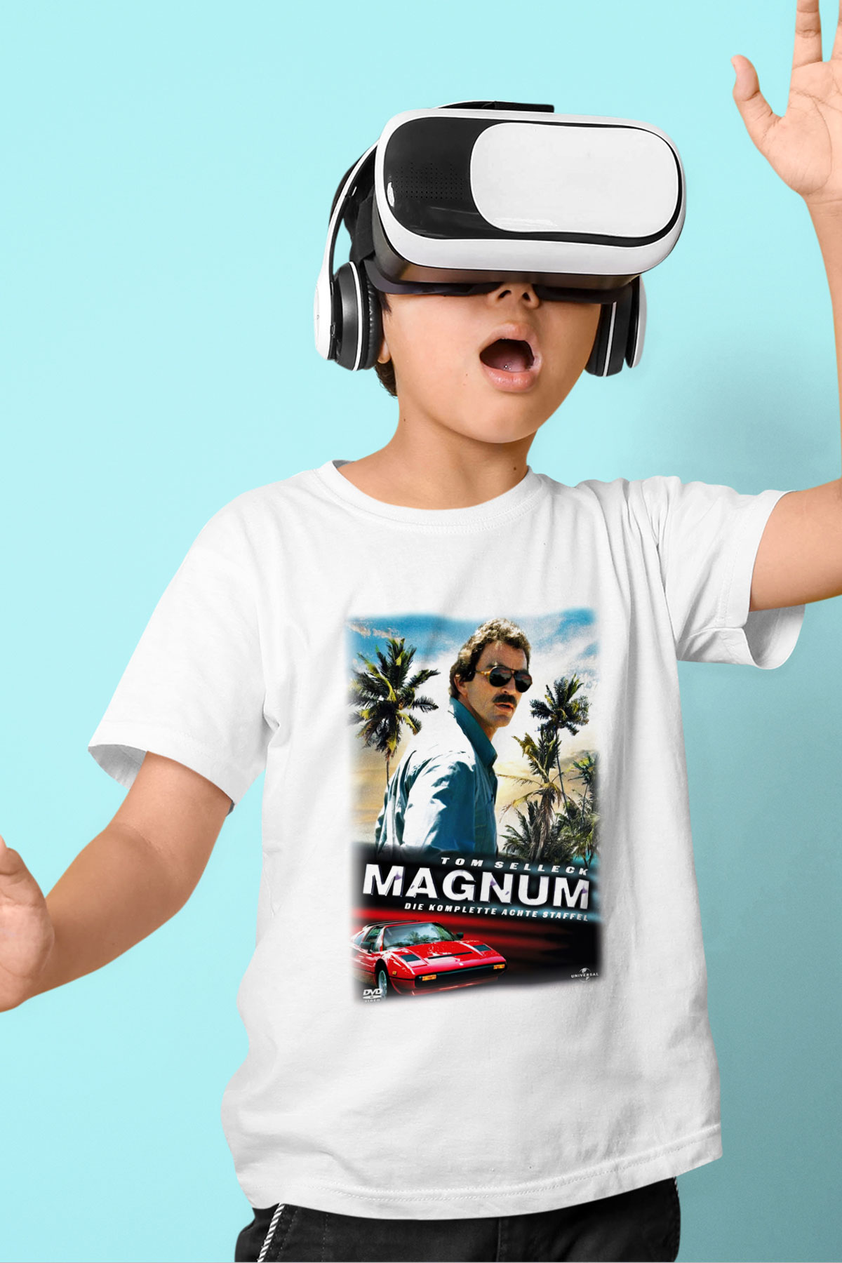 Magnum P.I. Baskılı Beyaz Unisex Çocuk Tişört