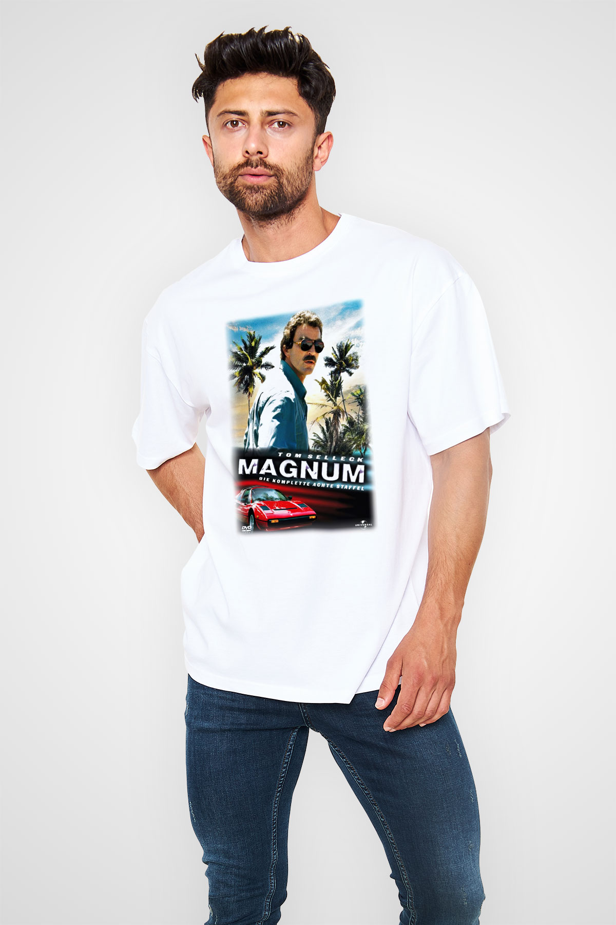 Magnum P.I. Beyaz Unisex Oversize Tişört T-Shirt