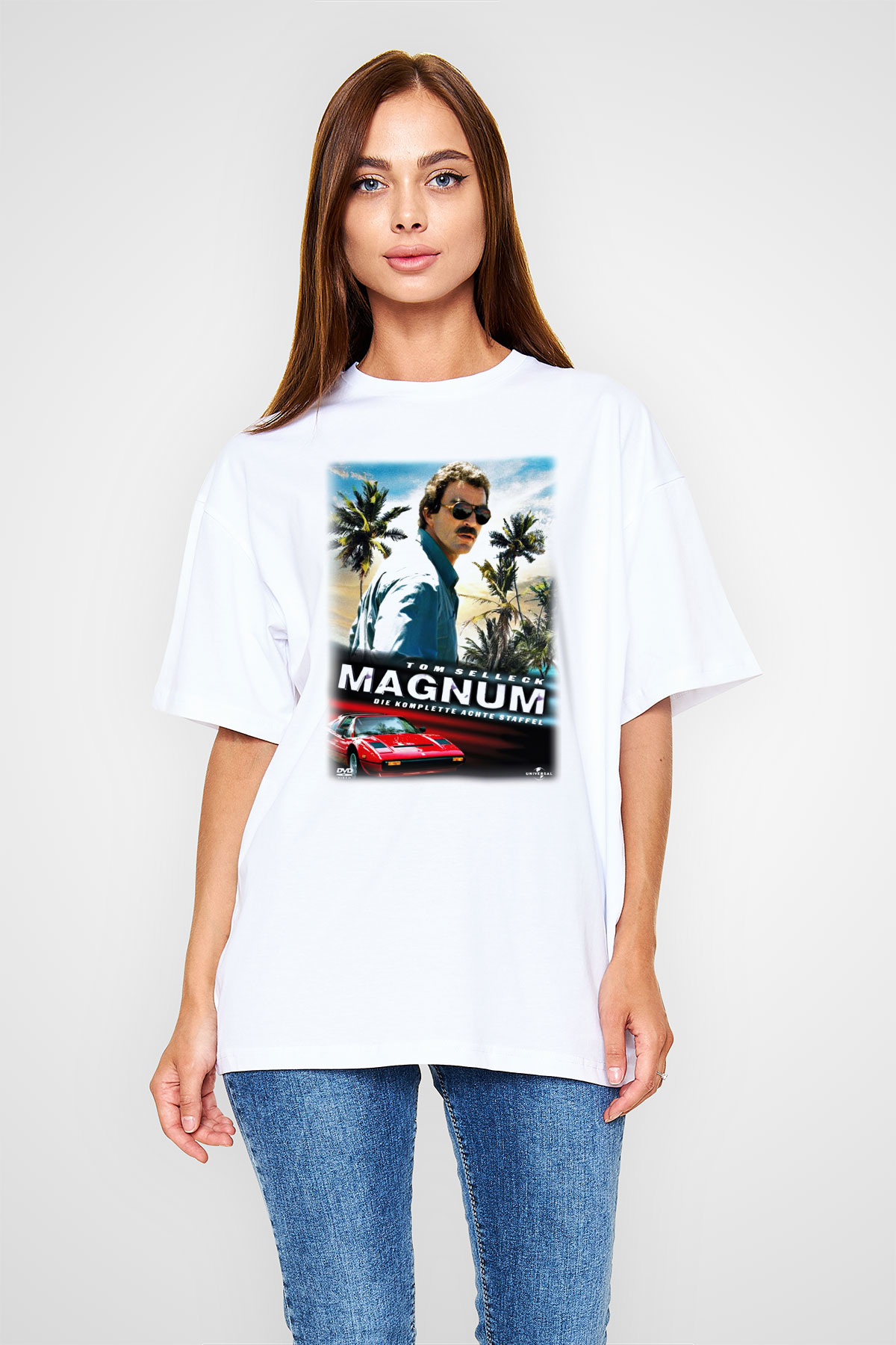 Magnum P.I. Beyaz Unisex Oversize Tişört T-Shirt