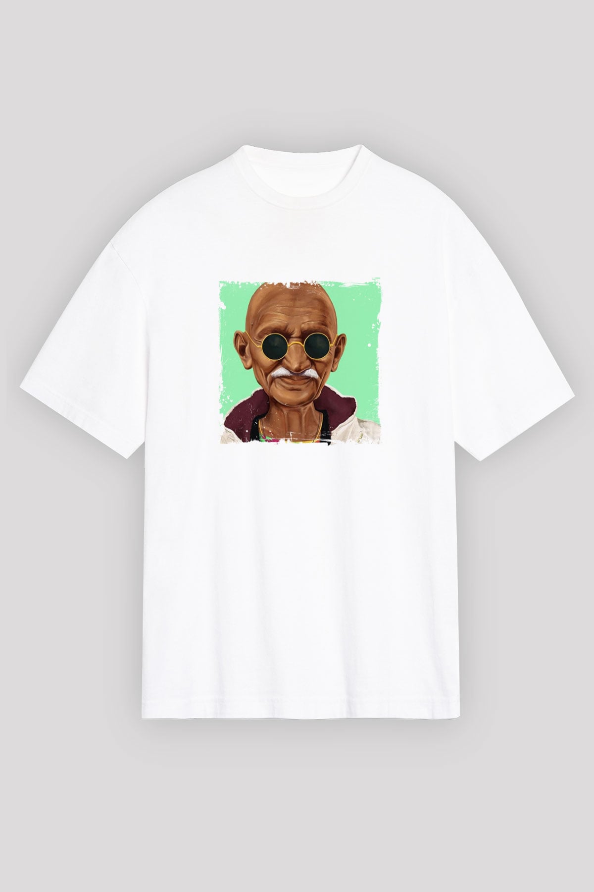 Mahatma Gandi Unisex Baskılı Beyaz Tişört