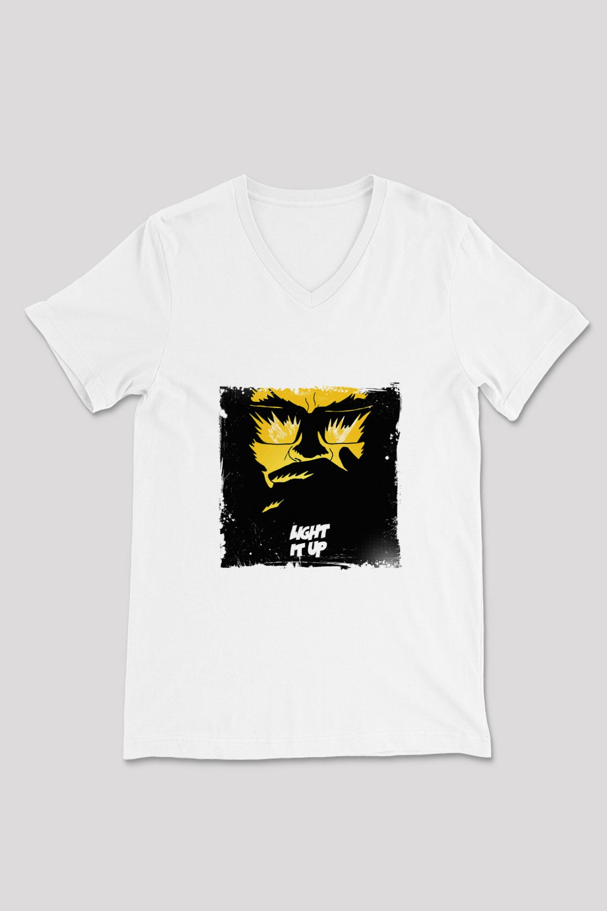 Major Lazer Baskılı Beyaz V Yaka Unisex Tişört