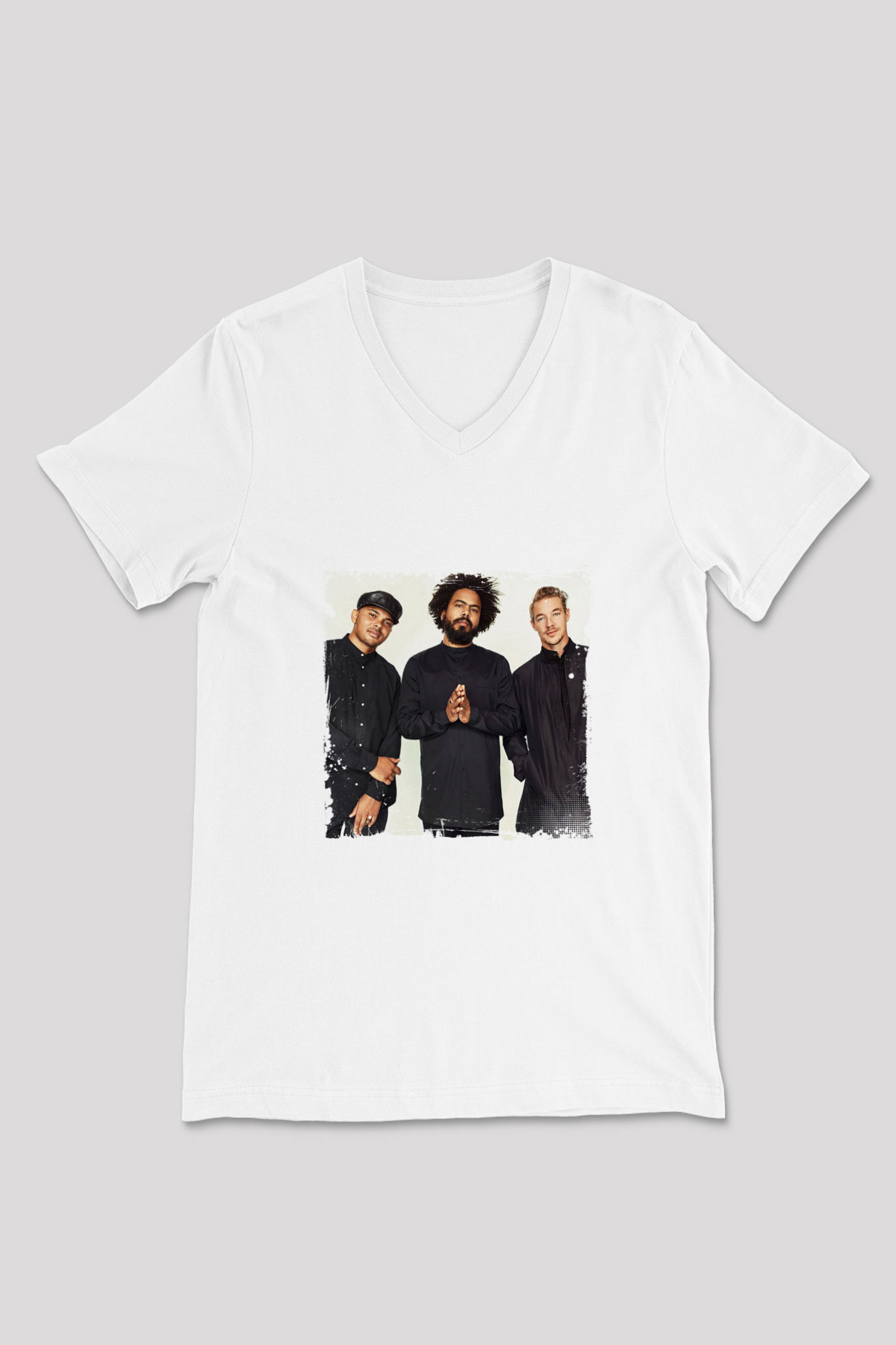 Major Lazer Baskılı Beyaz V Yaka Unisex Tişört