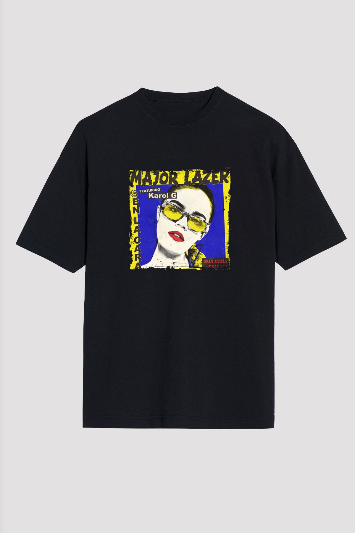 Major Lazer Baskılı Unisex Oversize Siyah Tişört