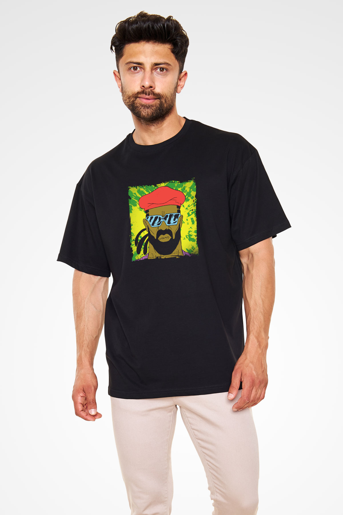 Major Lazer Baskılı Unisex Oversize Siyah Tişört
