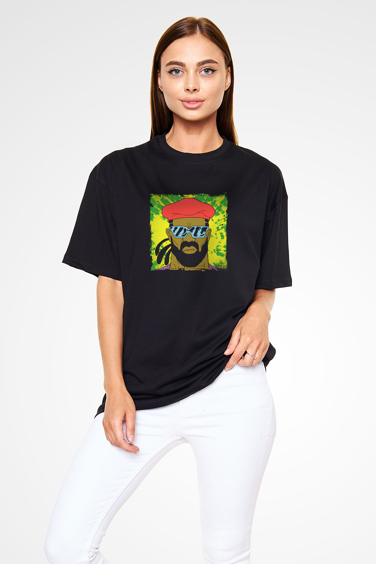 Major Lazer Baskılı Unisex Oversize Siyah Tişört