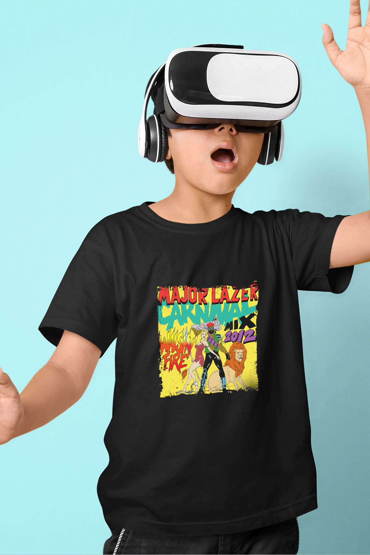 Major Lazer Baskılı Unisex Siyah Çocuk Tişört