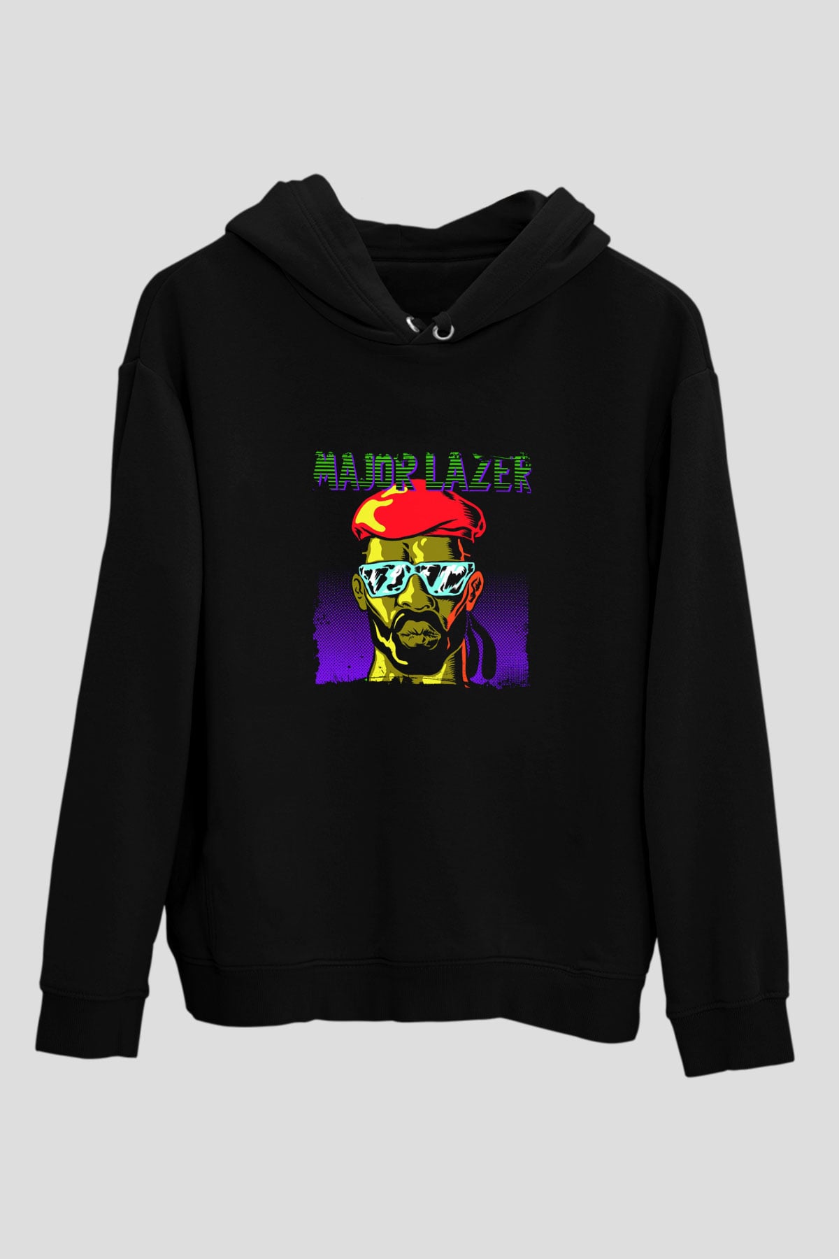 Major Lazer Baskılı Unisex Siyah Hoodie