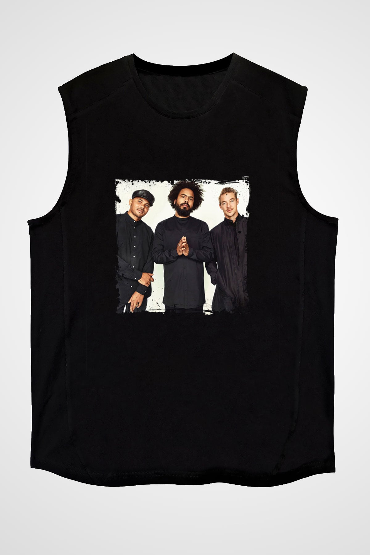Major Lazer Baskılı Unisex Siyah Kolsuz Tişört