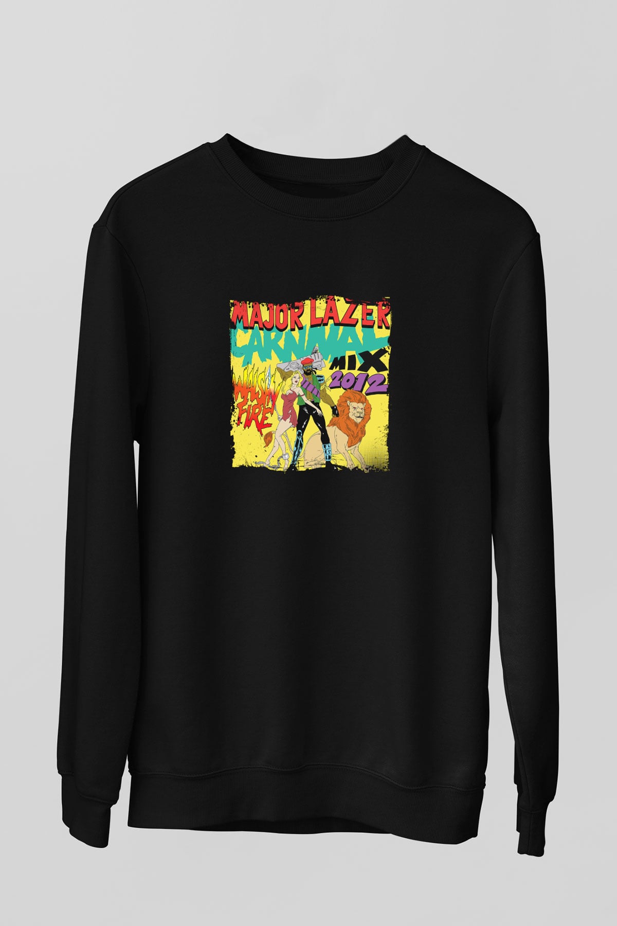 Major Lazer Baskılı Unisex Siyah Sweatshirt