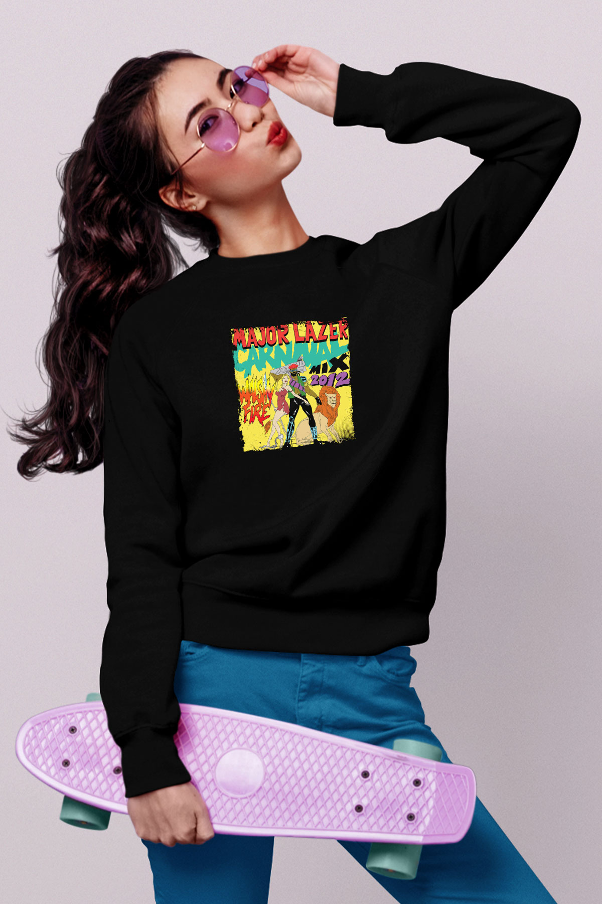 Major Lazer Baskılı Unisex Siyah Sweatshirt